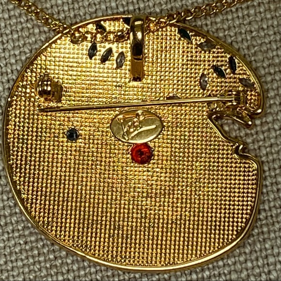 JCB 22k Gold Plated "Great Giant" BROOCH/NECKLACE Current style Retail $150 - Picture 12 of 13